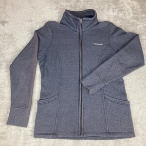 Columbia‎ Womens Full Zip Jacket Gray Cotton Blend Athletic Warm Up Coat